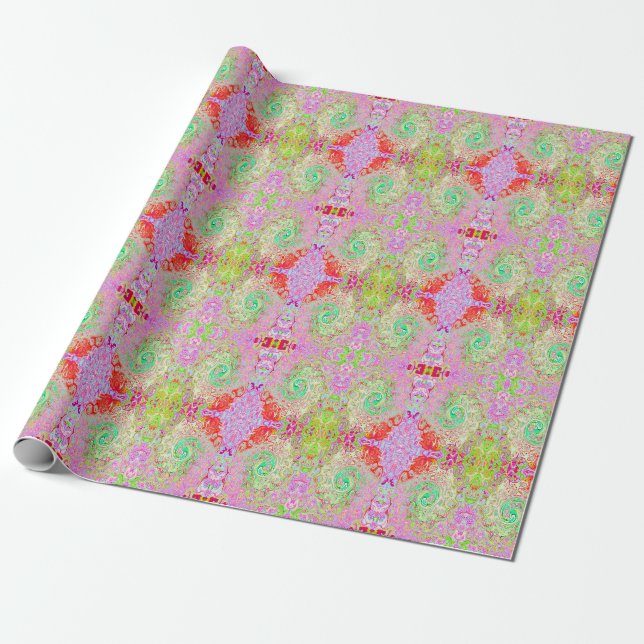 Groovy Abstrakt Retro Pastel Grönt Liquid Swirl Presentpapper (Utrullad)