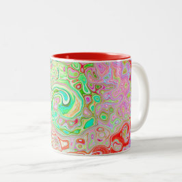 Groovy Abstrakt Retro Pastel Grönt Liquid Swirl Två-Tonad Mugg
