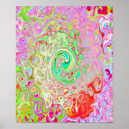 Groovy Abstrakt Retro Pastell Grön Flytande Virvel Poster