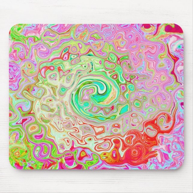 Groovy Abstrakt Retro Pastell Grön Vätskvirvel Musmatta (Framsidan)