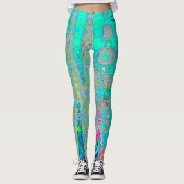 Groovy Abstrakt Retro Rainbow Atomic Vågar Leggings