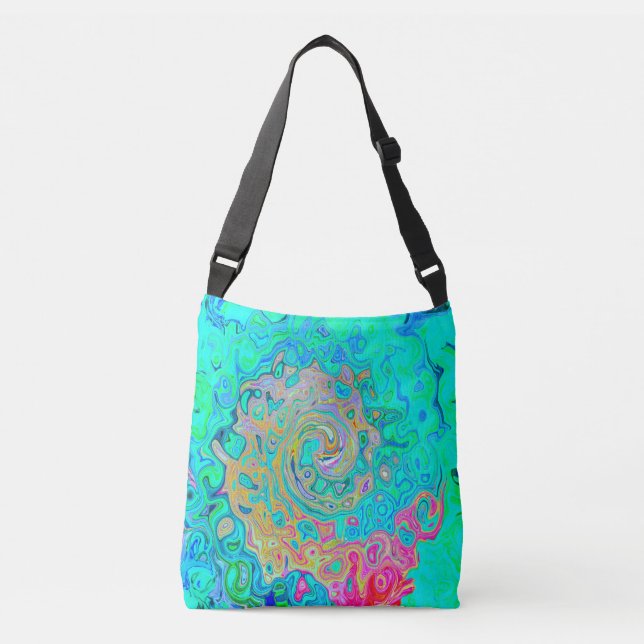 Groovy Abstrakt Retro Rainbow Liquid Swirl Axelväska (Framsida)