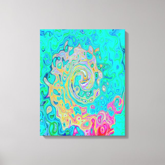 Groovy Abstrakt Retro Rainbow Liquid Swirl Canvastryck (Framsida)