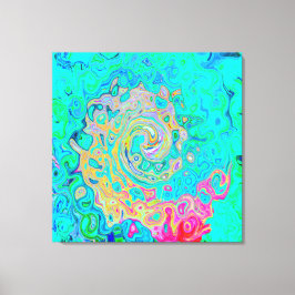 Groovy Abstrakt Retro Rainbow Liquid Swirl Canvastryck