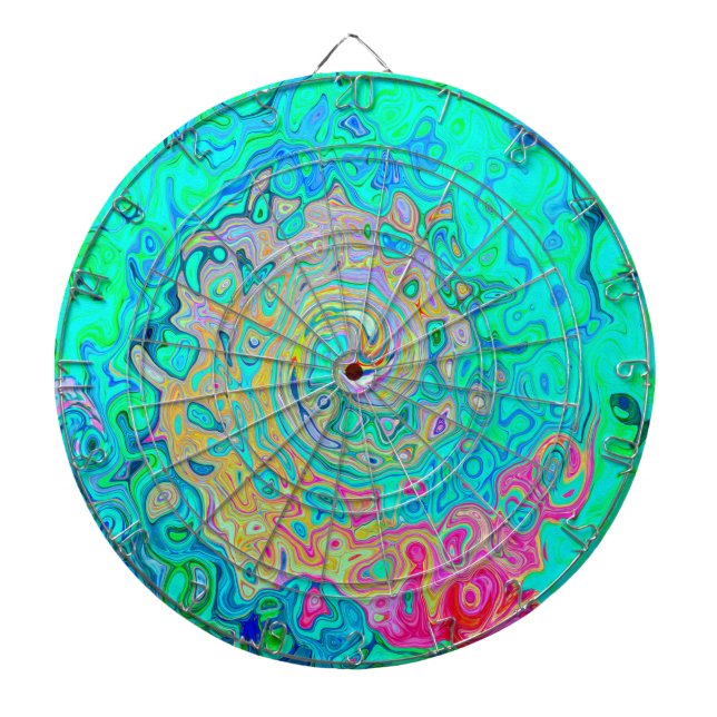 Groovy Abstrakt Retro Rainbow Liquid Swirl Darttavla (Framsidan)