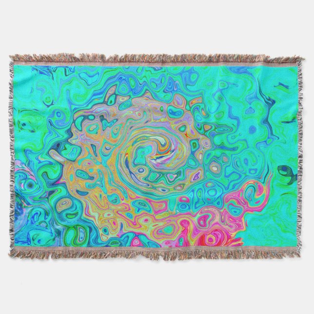 Groovy Abstrakt Retro Rainbow Liquid Swirl Filt (Framsidan)