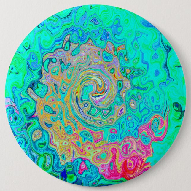 Groovy Abstrakt Retro Rainbow Liquid Swirl Knapp (Framsida)