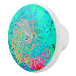 Groovy Abstrakt Retro Rainbow Liquid Swirl Knopp