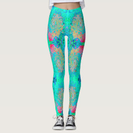 Groovy Abstrakt Retro Rainbow Liquid Swirl Leggings