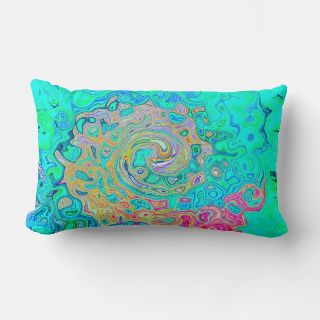 Groovy Abstrakt Retro Rainbow Liquid Swirl Lumbarkudde (Framsida)