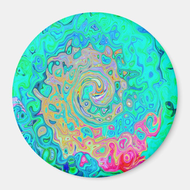 Groovy Abstrakt Retro Rainbow Liquid Swirl Magnet (Framsidan)