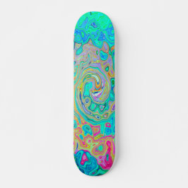 Groovy Abstrakt Retro Rainbow Liquid Swirl Mini Skateboard Bräda 18,5 Cm