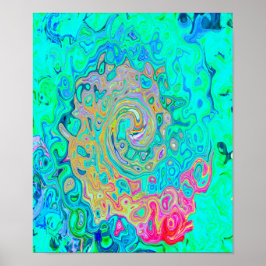 Groovy Abstrakt Retro Rainbow Liquid Swirl Poster