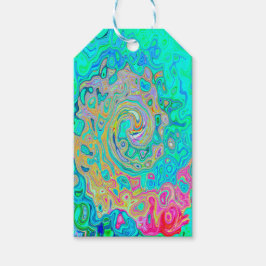 Groovy Abstrakt Retro Rainbow Liquid Swirl Presentetikett