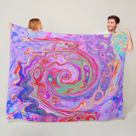 Groovy Abstrakt Retro Red, Lila and Rosa Swirl Fleecefilt