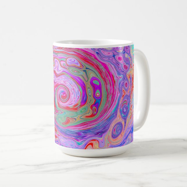 Groovy Abstrakt Retro Red, Lila and Rosa Swirl Kaffemugg (Framsida höger)