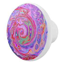 Groovy Abstrakt Retro Red, Lila and Rosa Swirl Knopp