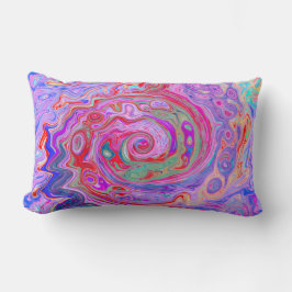 Groovy Abstrakt Retro Red, Lila and Rosa Swirl Lumbarkudde