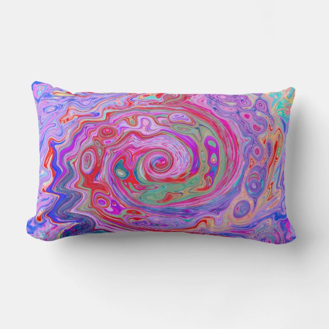 Groovy Abstrakt Retro Red, Lila and Rosa Swirl Lumbarkudde (Framsida)