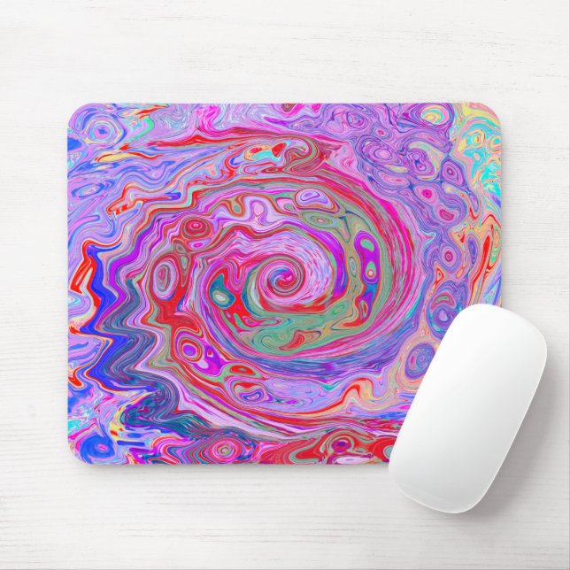 Groovy Abstrakt Retro Red, Lila and Rosa Swirl Musmatta (Med mus)