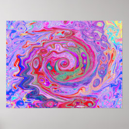 Groovy Abstrakt Retro Red, Lila and Rosa Swirl Poster