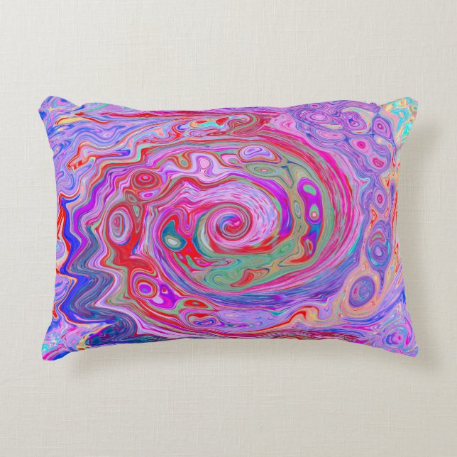 Groovy Abstrakt Retro Red, Lila and Rosa Swirl Prydnadskudde (Framsidan)