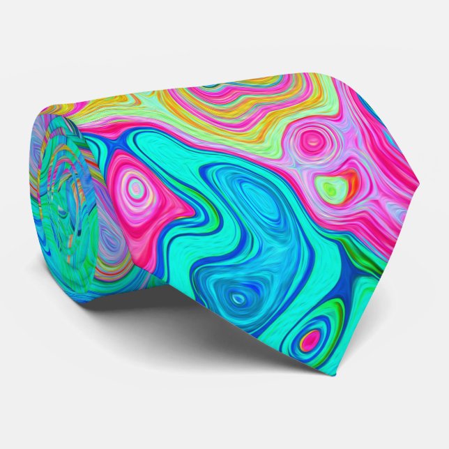 Groovy Abstrakt Retro Regnbåge Flytande Virvel Slips (Rullad)