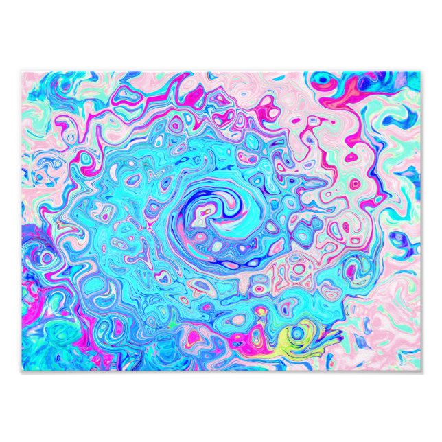 Groovy Abstrakt Retro Robin's Egg Blue Swirl Fototryck (Framsidan)