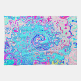 Groovy Abstrakt Retro Robin's Egg Blue Swirl Kökshandduk