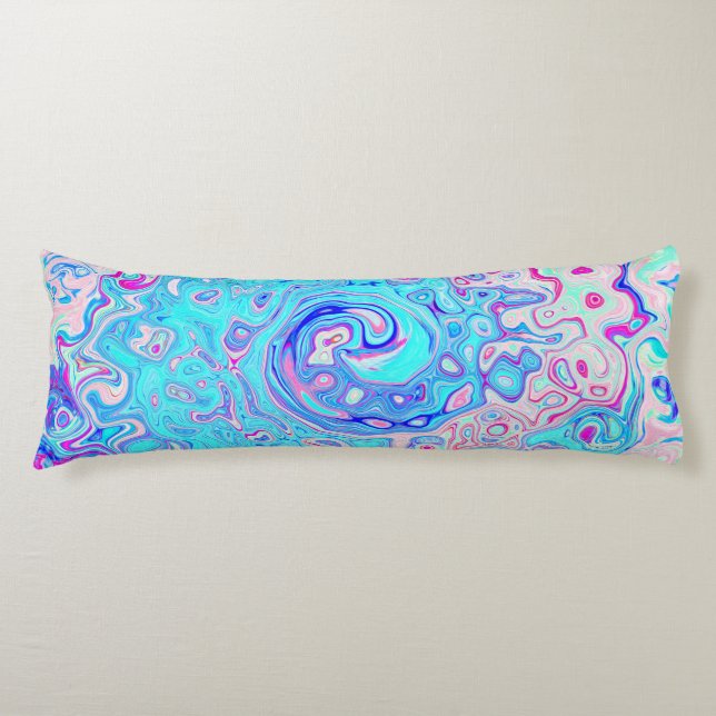 Groovy Abstrakt Retro Robin's Egg Blue Swirl Kroppskudde (Framsidan)