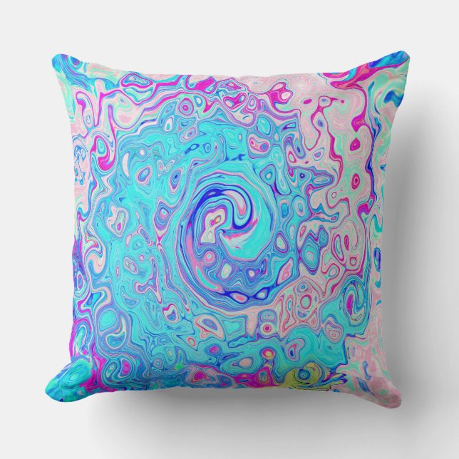 Groovy Abstrakt Retro Robin's Egg Blue Swirl Kudde (Framsida)