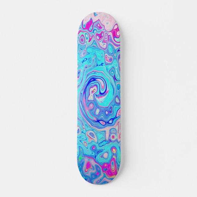 Groovy Abstrakt Retro Robin's Egg Blue Swirl Mini Skateboard Bräda 18,5 Cm (Framsida)