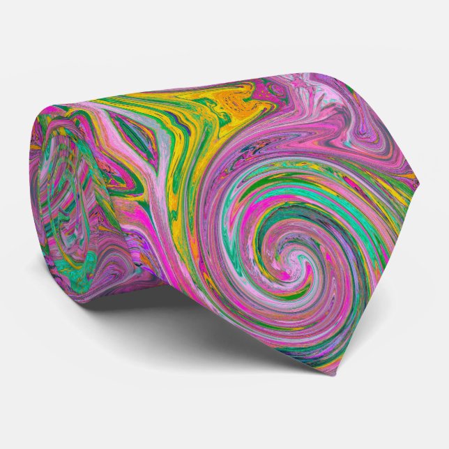 Groovy Abstrakt Retro Rosa and Mint Grönt Swirl Slips (Rullad)