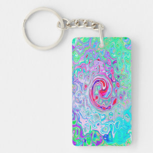 Groovy Abstrakt Retro Rosa och Grönt Swirl