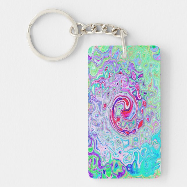 Groovy Abstrakt Retro Rosa och Grönt Swirl (Framsidan)