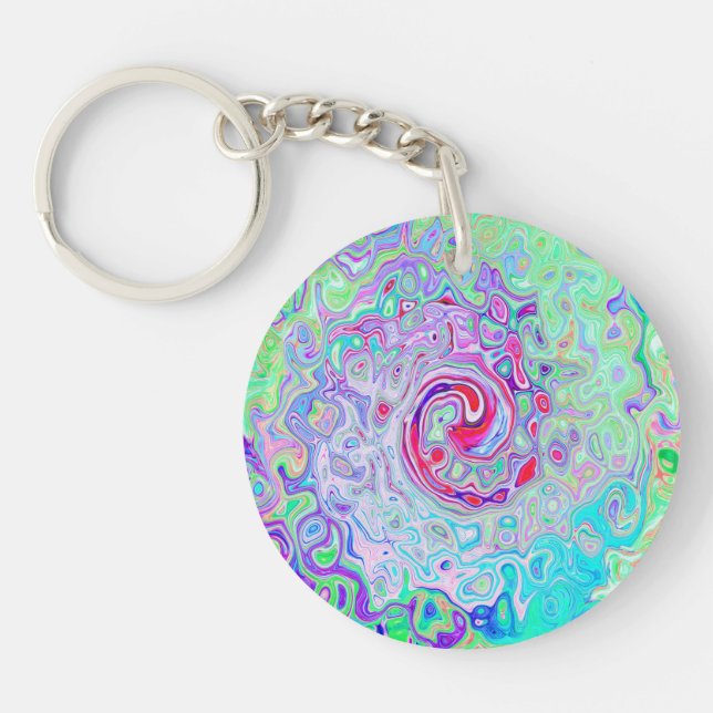 Groovy Abstrakt Retro Rosa och Grönt Swirl (Framsidan)