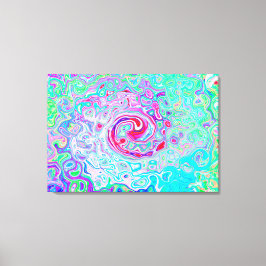 Groovy Abstrakt Retro Rosa och Grönt Swirl Canvastryck