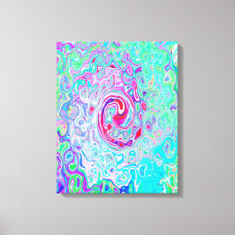 Groovy Abstrakt Retro Rosa och Grönt Swirl Canvastryck