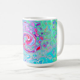 Groovy Abstrakt Retro Rosa och Grönt Swirl Kaffemugg