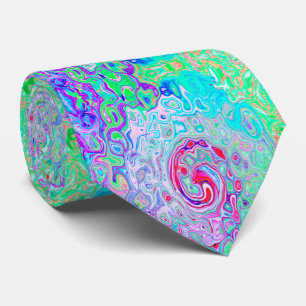 Groovy Abstrakt Retro Rosa och Grönt Swirl Slips