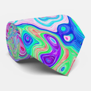Groovy Abstrakt Retro Rosa och Grönt Swirl Slips