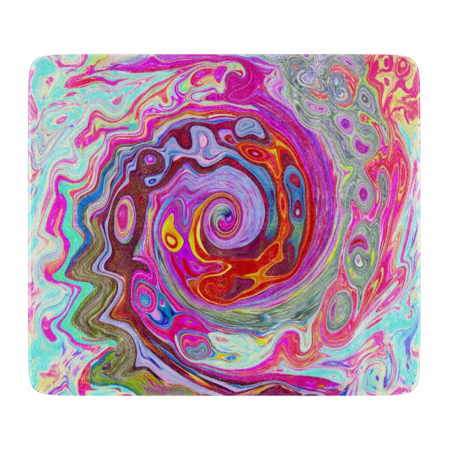Groovy Abstrakt Retro Shock rosa och Blue Swirl (Framsidan)