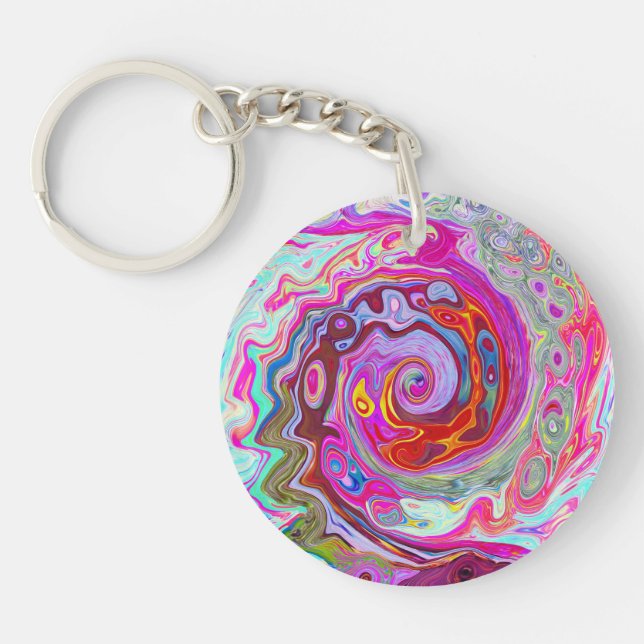 Groovy Abstrakt Retro Shock rosa och Blue Swirl (Framsidan)