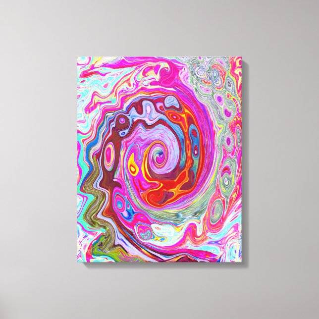 Groovy Abstrakt Retro Shock rosa och Blue Swirl Canvastryck (Framsida)
