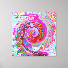 Groovy Abstrakt Retro Shock rosa och Blue Swirl Canvastryck
