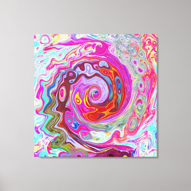 Groovy Abstrakt Retro Shock rosa och Blue Swirl Canvastryck (Framsida)