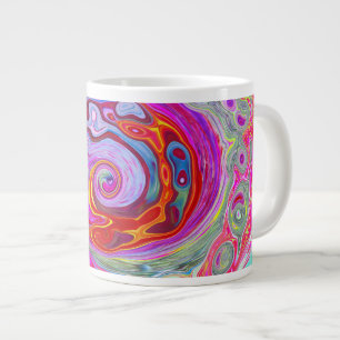 Groovy Abstrakt Retro Shock rosa och Blue Swirl Jumbo Mugg
