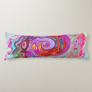 Groovy Abstrakt Retro Shock rosa och Blue Swirl Kroppskudde