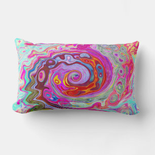 Groovy Abstrakt Retro Shock rosa och Blue Swirl Lumbarkudde