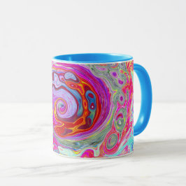 Groovy Abstrakt Retro Shock rosa och Blue Swirl Mugg